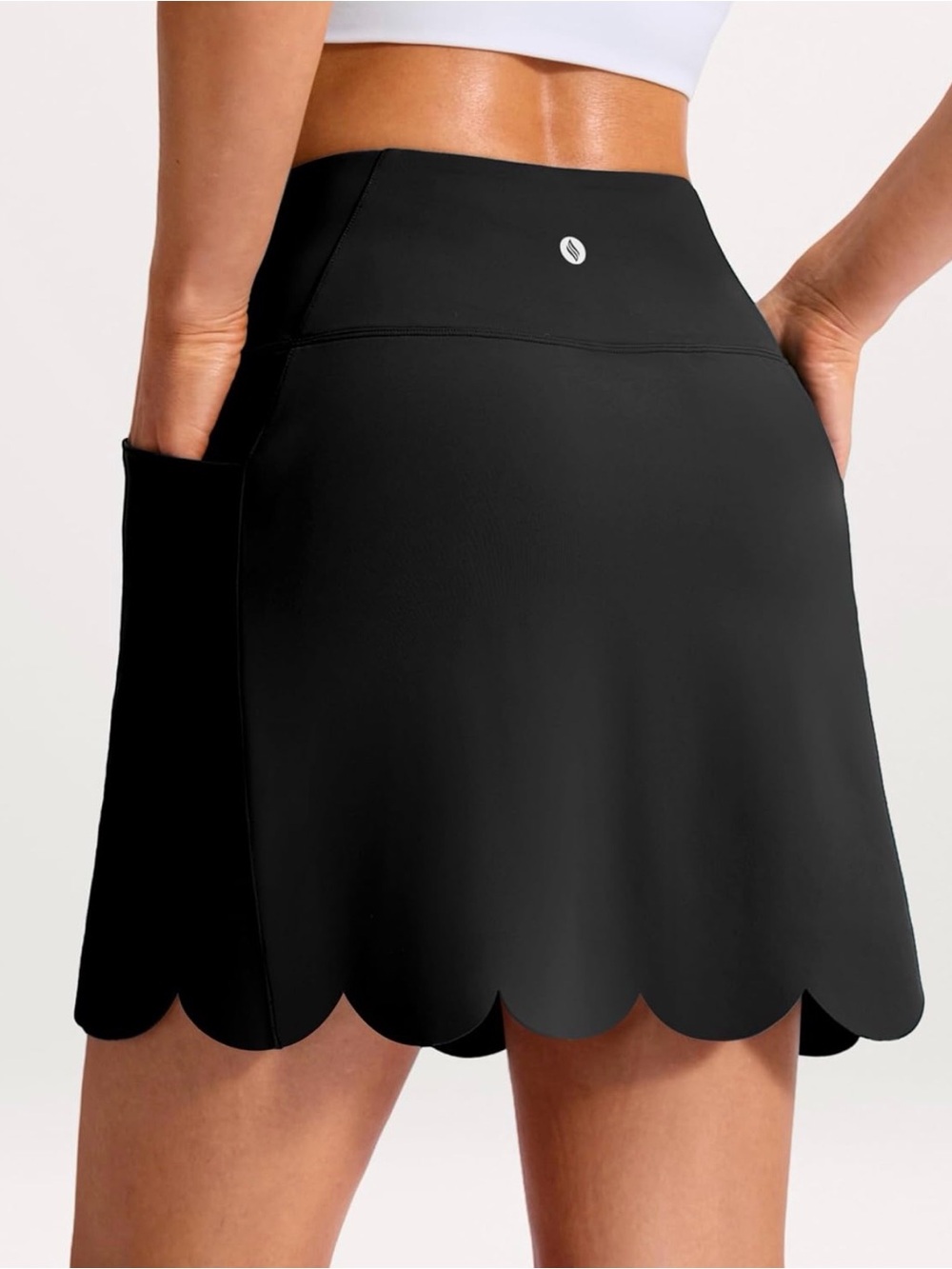 NWT SANTINY 16” Black Scallop-Hem 4 Pocket High Waist Athletic Tennis Skort 2XL